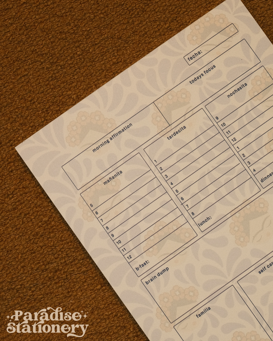 Frida Daily Planner Notepad 5x7 - Talavera Floral Design - Bilingual Spanish Planner - Imperfect Sale - 50 Sheets