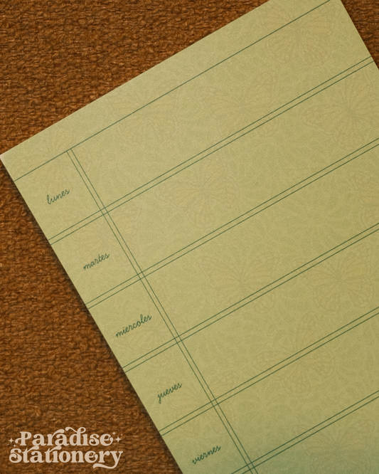 Spanish Weekly Planner Notepad 4x6 - Talavera Butterfly Design - Agenda Semanal - Mexican Folk Art - 50 Sheets