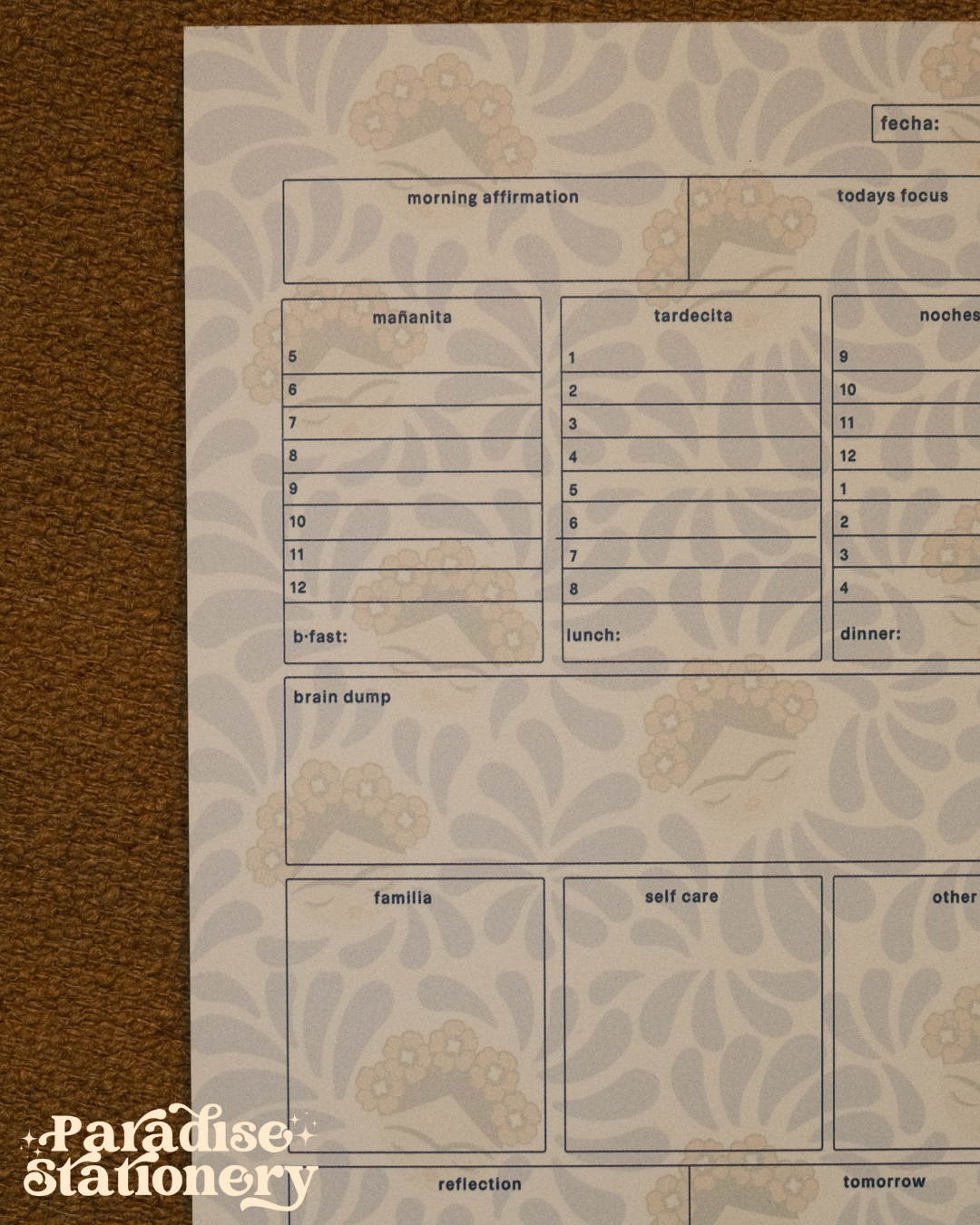 Frida Daily Planner Notepad 5x7 - Talavera Floral Design - Bilingual Spanish Planner - Imperfect Sale - 50 Sheets