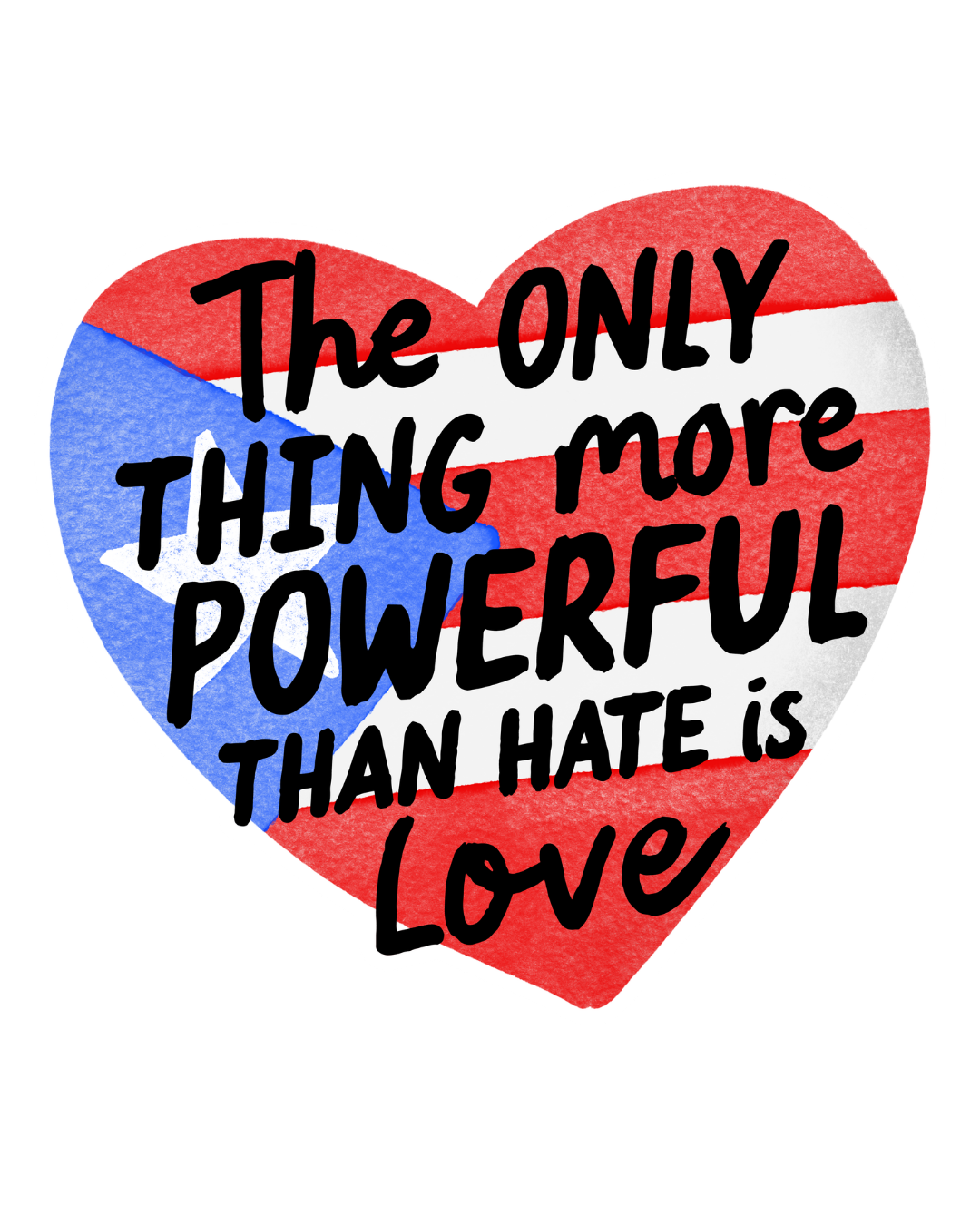 Love Is More Powerful Than Hate Sticker | Puerto Rico Heart Vinyl Decal