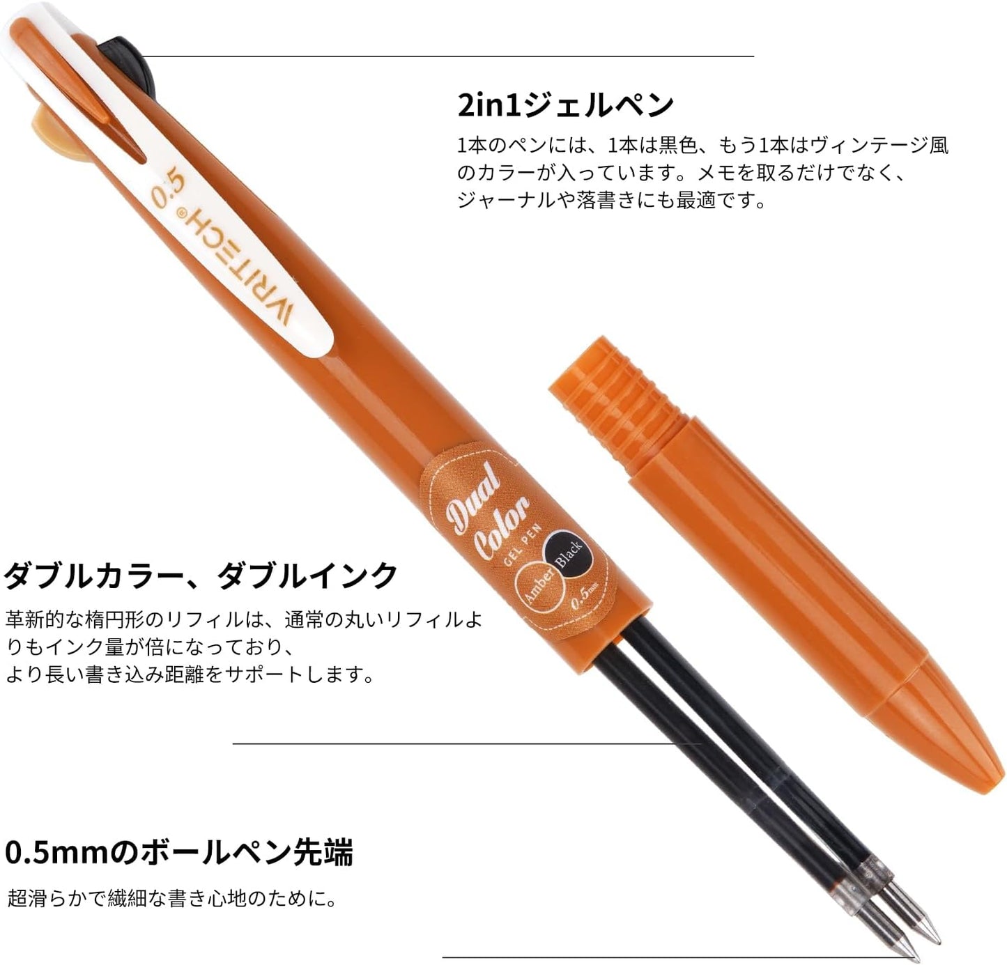 WRITECH Retractable Gel Ink Pens: Multi Colored 2 in 1 Colorful Click Pens 0.5mm