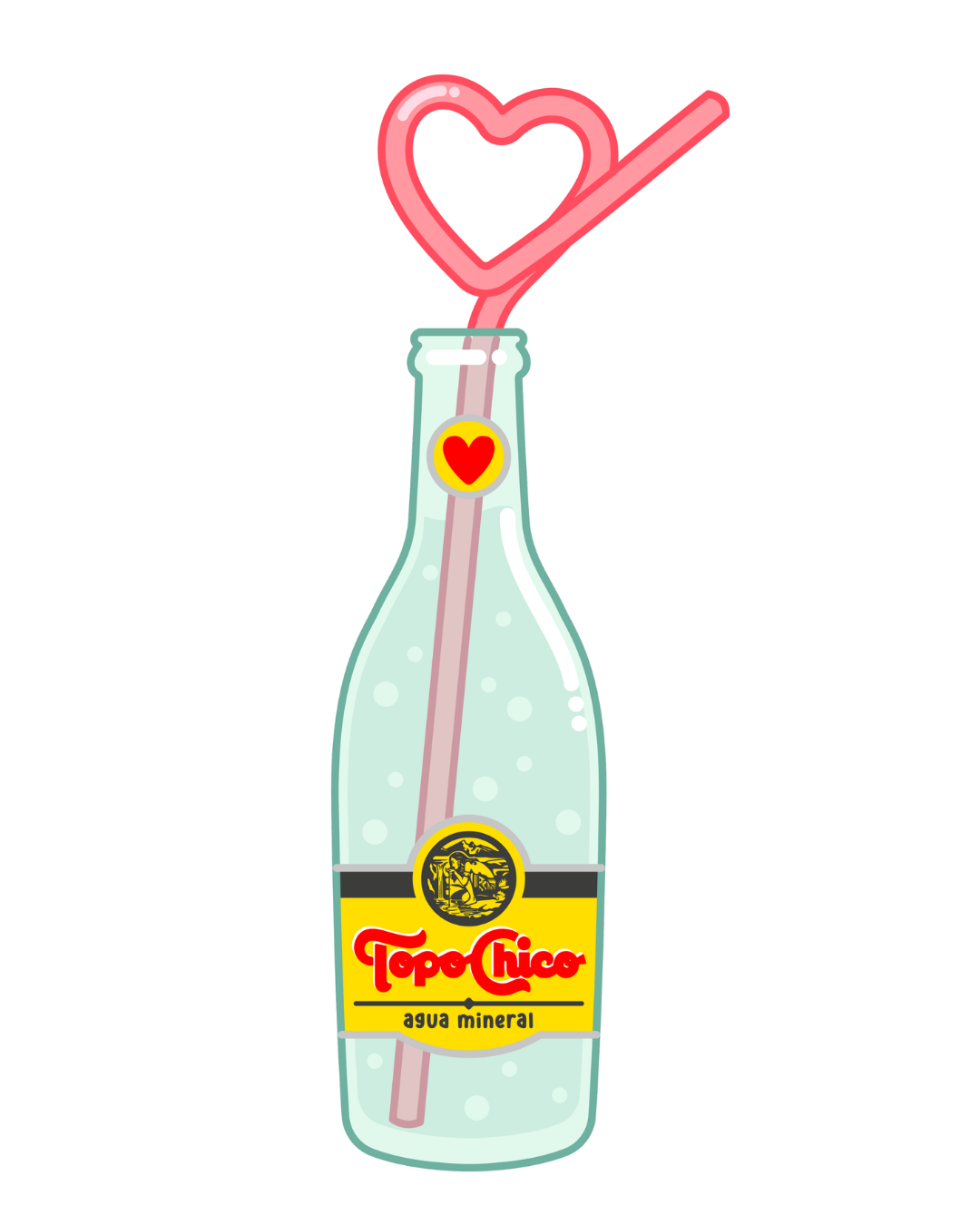 Topo Chico Heart Straw Sticker | Mexican Drink Vinyl Decal