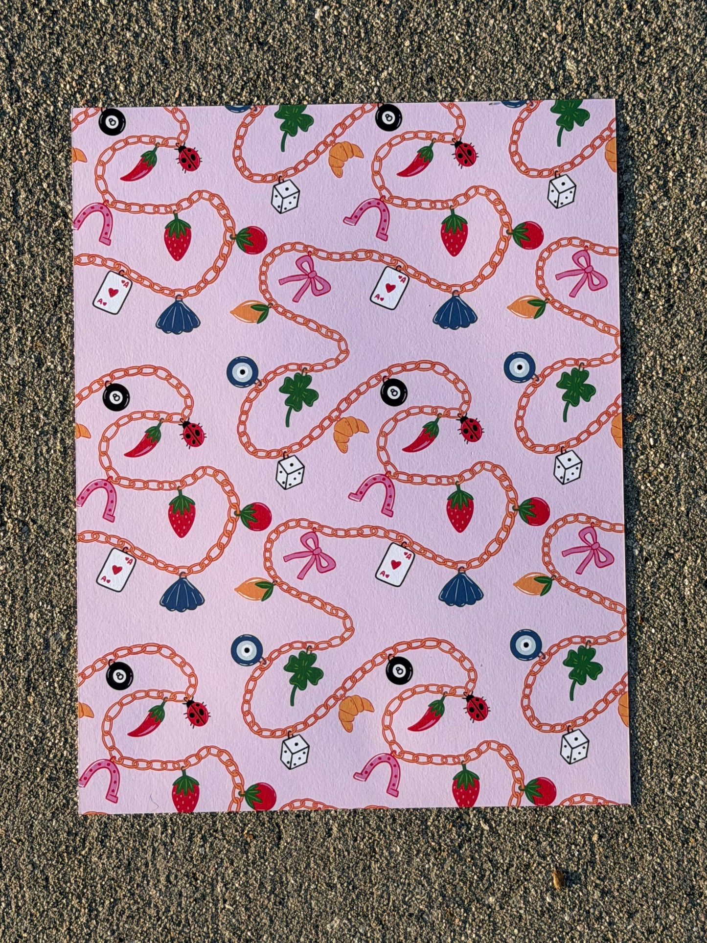 Lucky Charm Cardstock | Aesthetic Chain Scrapbook Paper