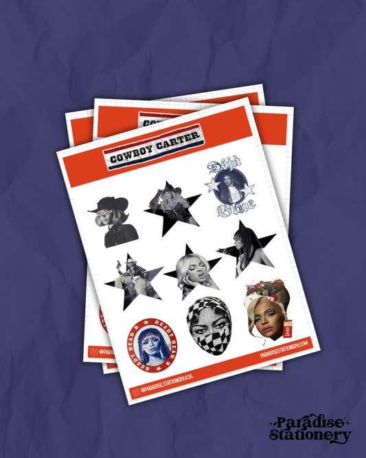 Cowboy Carter Inspired 4x6 Sticker Sheet – Beyoncé-Inspired Designs