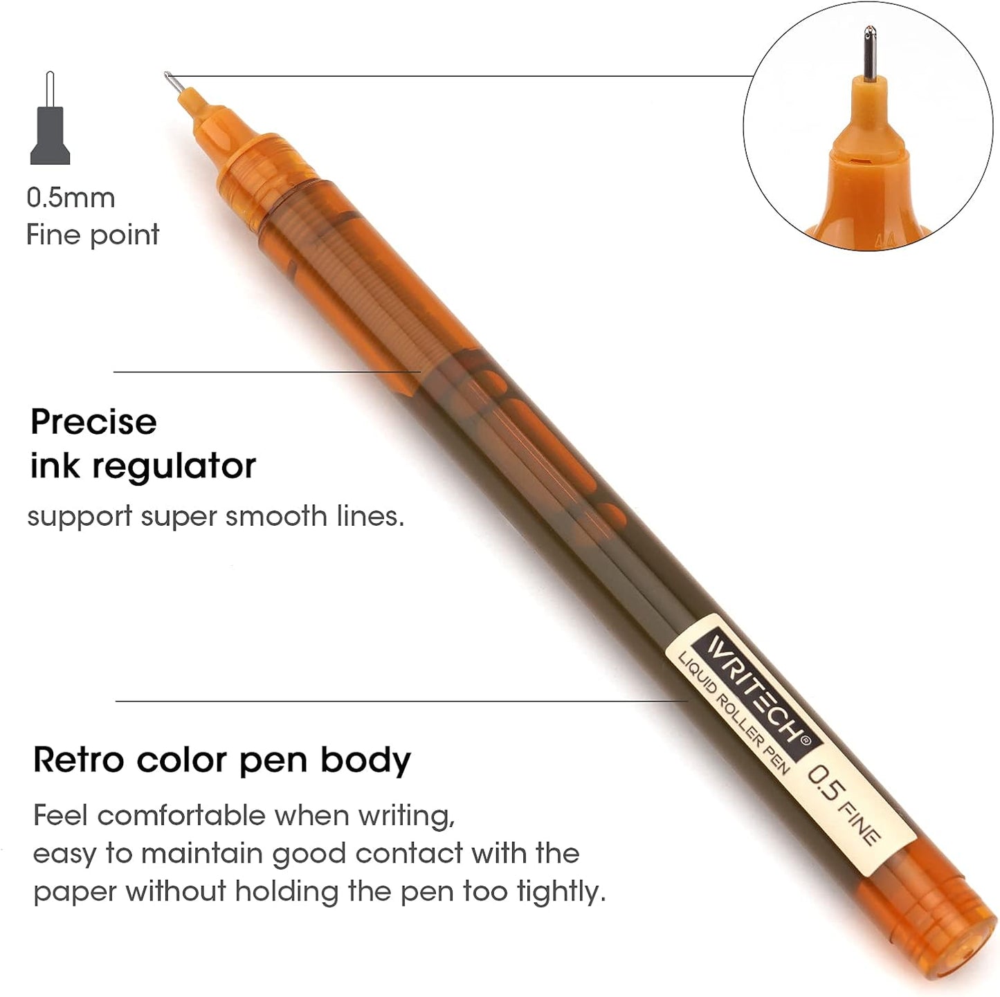 WRITECH Rolling Ball Pens Quick Dry Ink 0.5 mm Extra Fine Point Pen