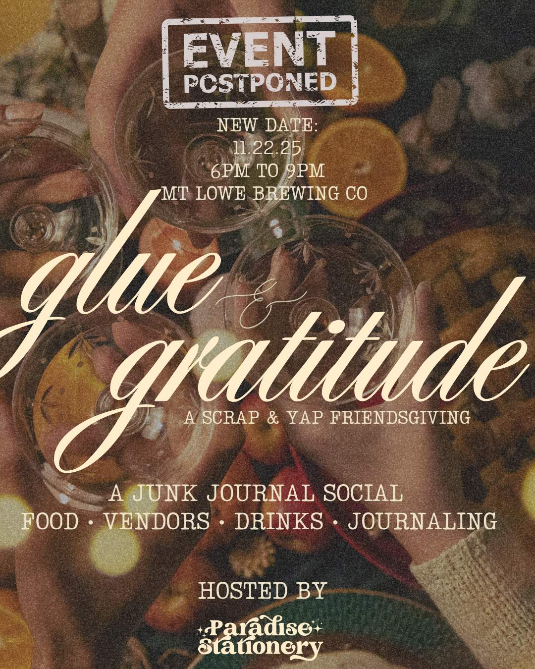 Glue and Gratitude - a Scrap & Yap Friendsgiving | November 22 | Mt. Lowe Brewing Co