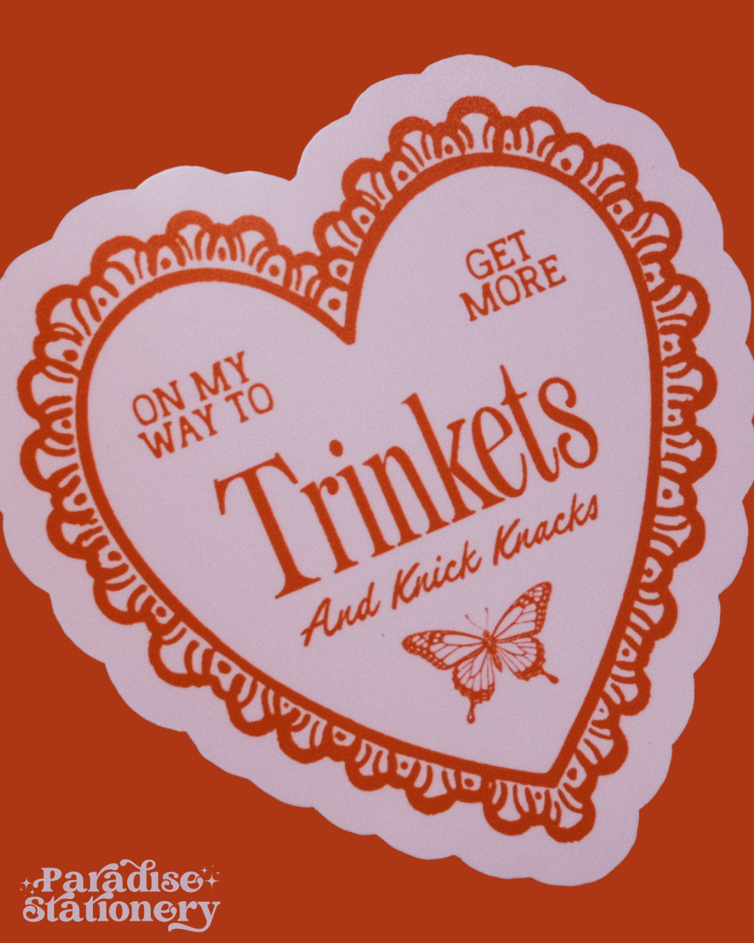 Trinkets & Knick Knacks Heart Sticker, 3″ Matte Water‑Resistant Vinyl for Journals & Planners
