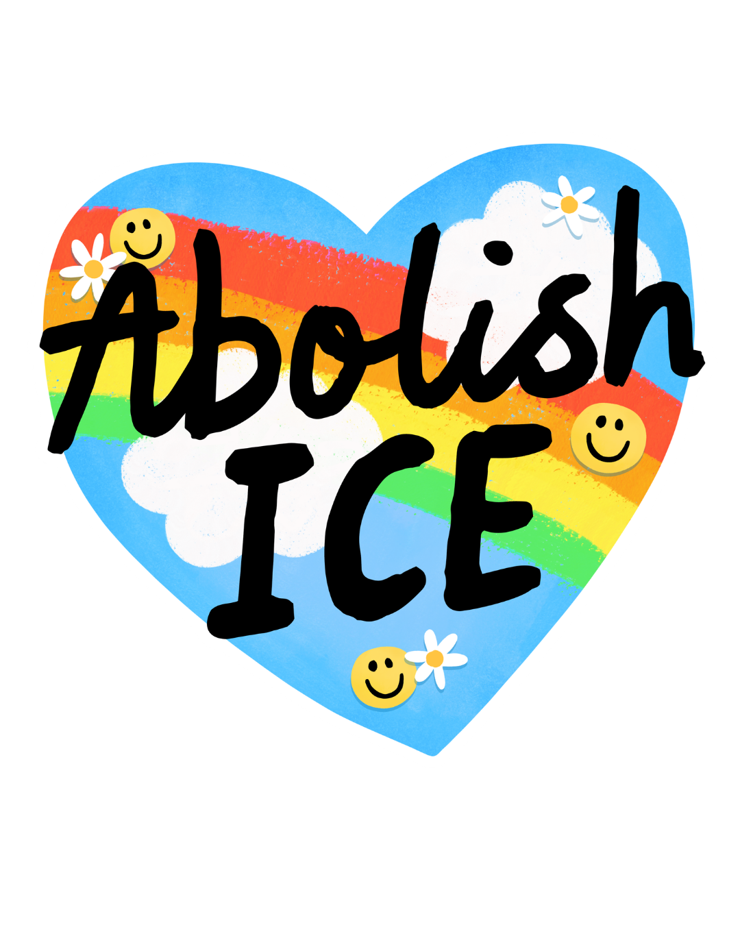 Abolish ICE Sticker | Rainbow Heart Vinyl Decal