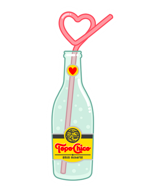 Topo Chico Heart Straw Sticker | Mexican Drink Vinyl Decal