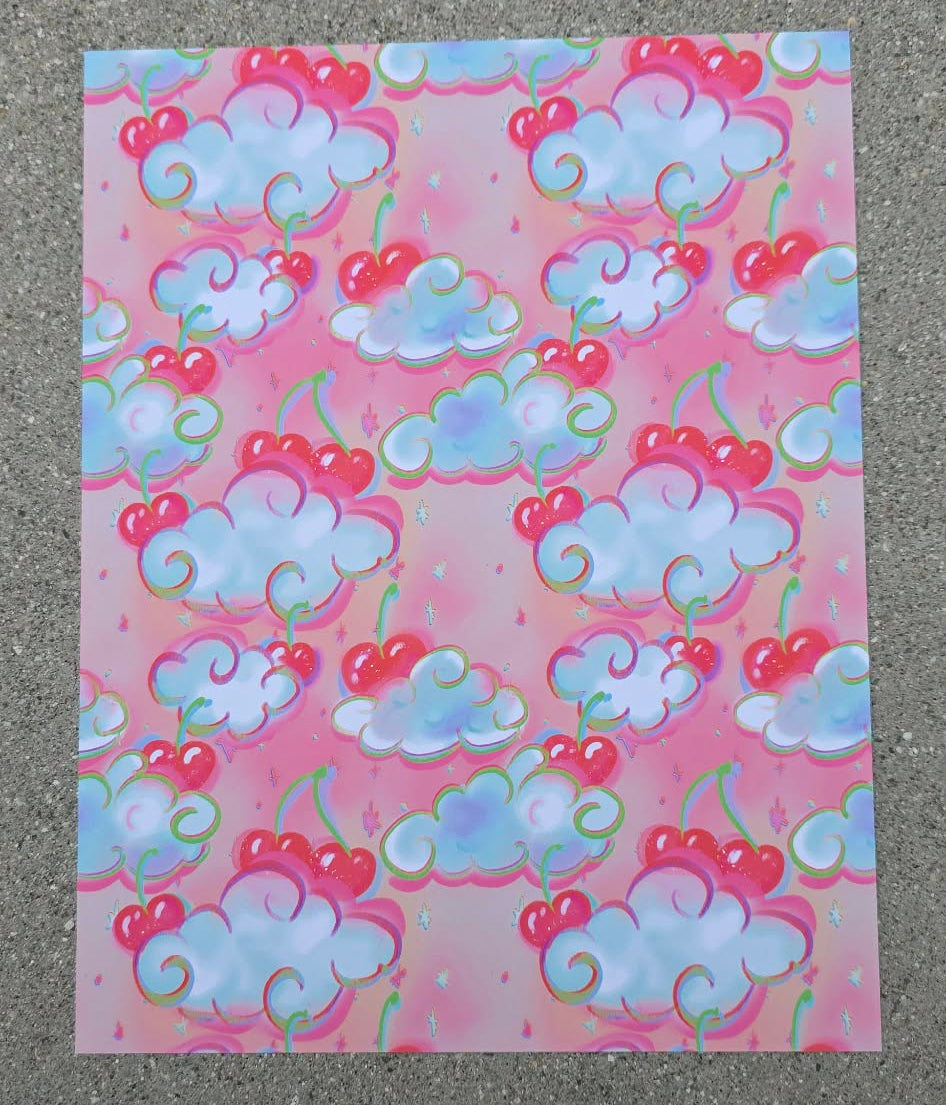 Cherry Cloud Scrapbook Paper | Dreamy Pink Cardstock