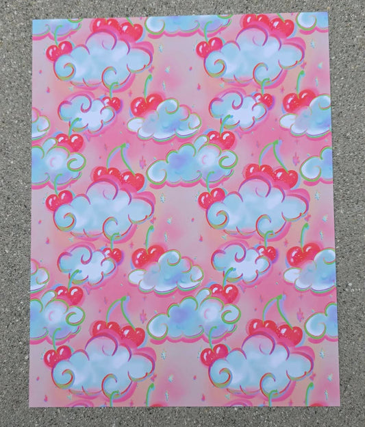 Cherry Cloud Scrapbook Paper | Dreamy Pink Cardstock