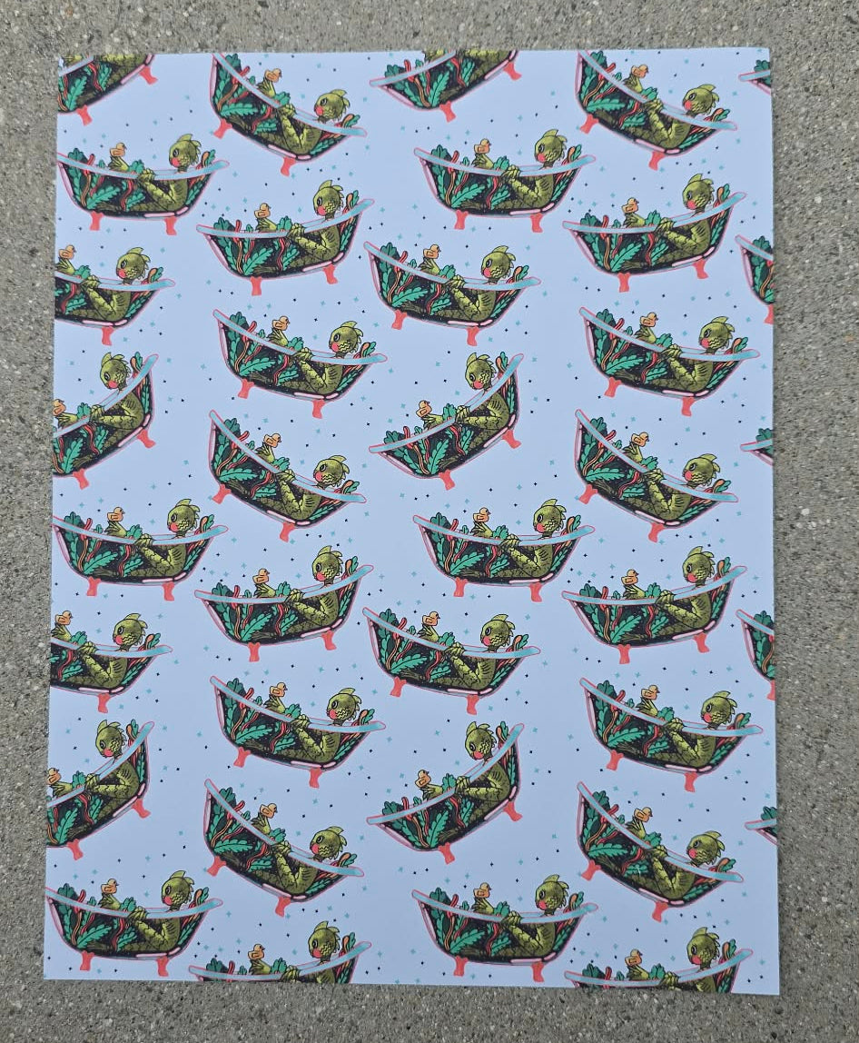 Cute Monster Bath Pattern Paper | Whimsical Scrapbook Cardstock