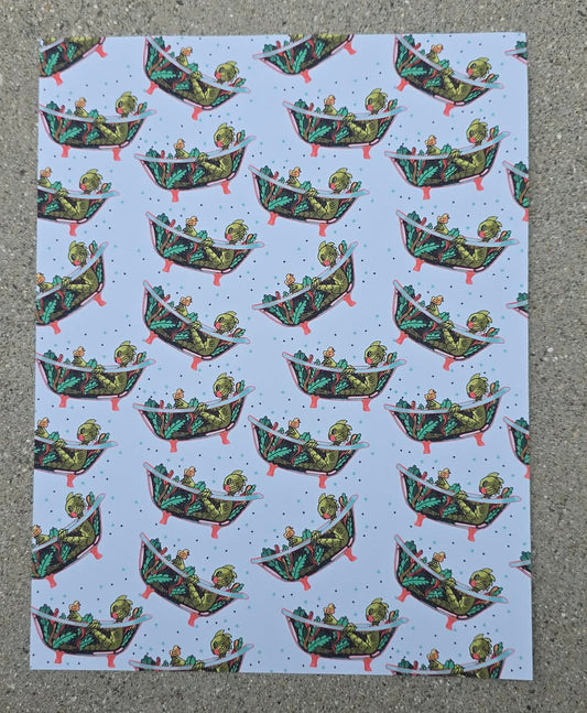 Cute Monster Bath Pattern Paper | Whimsical Scrapbook Cardstock
