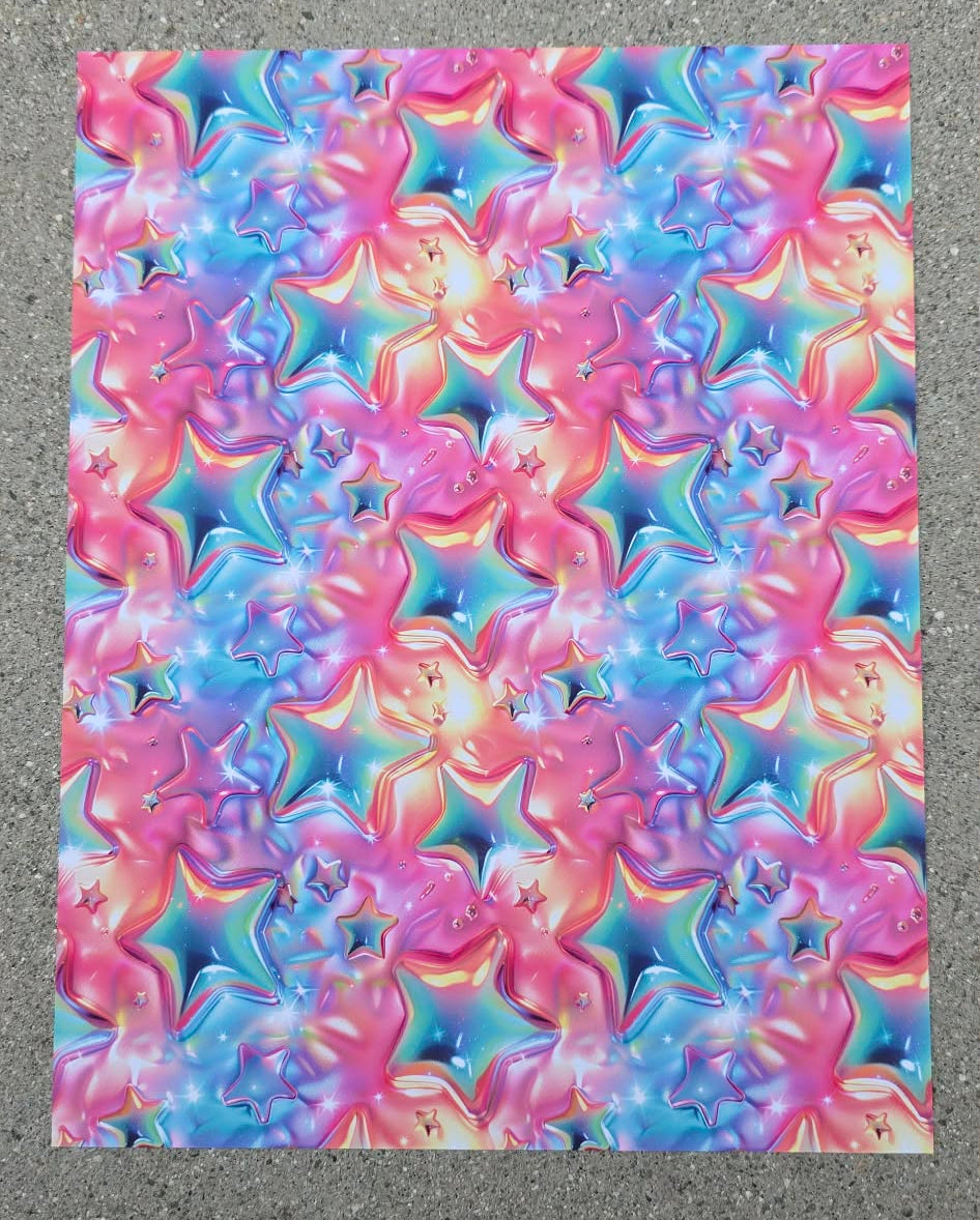 Holographic Star Scrapbook Paper | Iridescent Pattern Cardstock