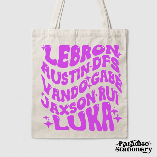 Lakers Roster Tote Bag – (2024-2025) Player Lineup | Reusable Canvas Bag
