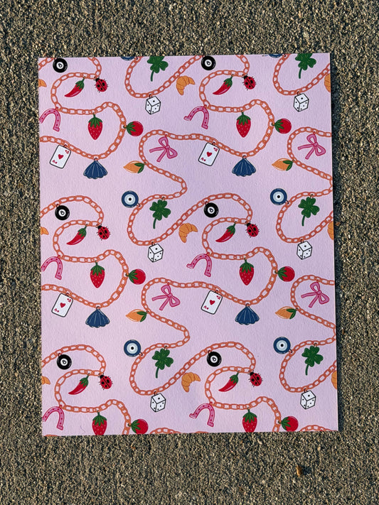 Lucky Charm Cardstock | Aesthetic Chain Scrapbook Paper