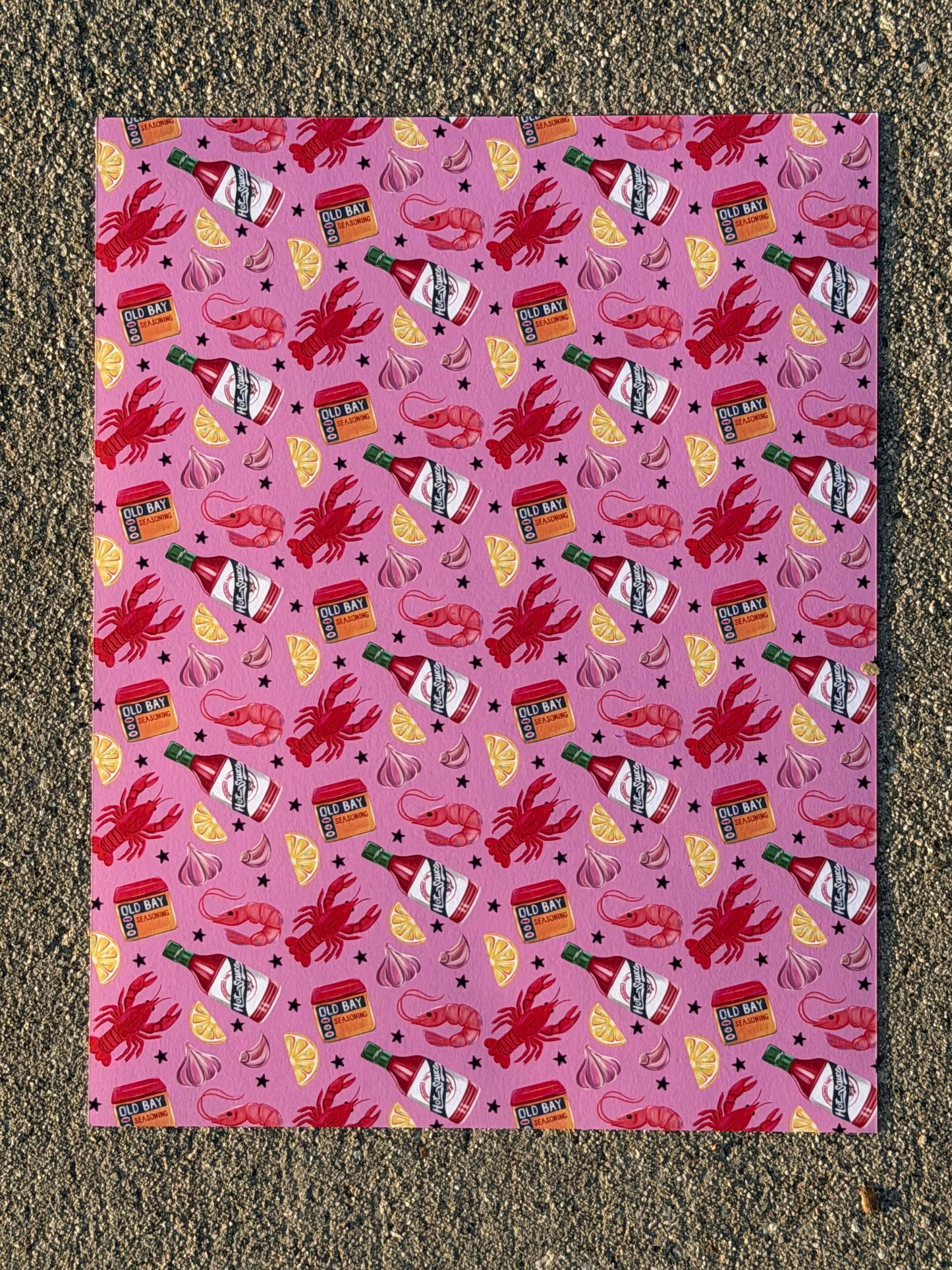 Crawfish Cardstock (Seafood Boil) | Cajun Aesthetic Scrapbook Paper