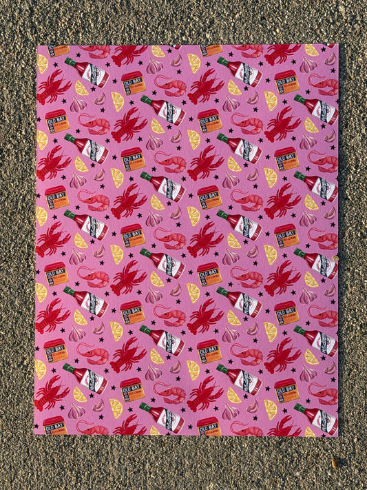 Crawfish Cardstock (Seafood Boil) | Cajun Aesthetic Scrapbook Paper
