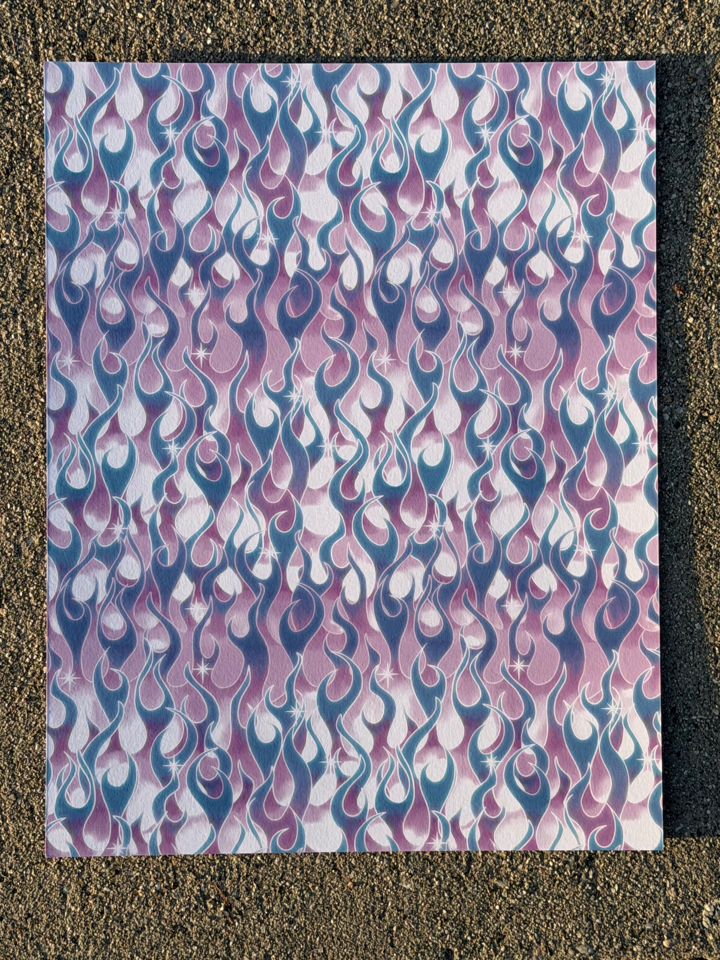 Blue Pink Flame Cardstock | Soft Aesthetic Scrapbook Paper