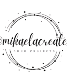 Black and white logo with text 'michaelacreates' on a white background
